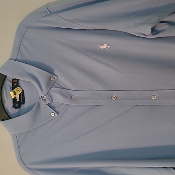 Polo Ralph Lauren Featherweight Mesh Blue Button Down Long Sleeve Shirt Men 2XLT - Picture 4 of 14